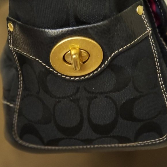 Coach Legacy Signature Black 65th Anniversary Bag with Gold Accents - Picture 10 of 15